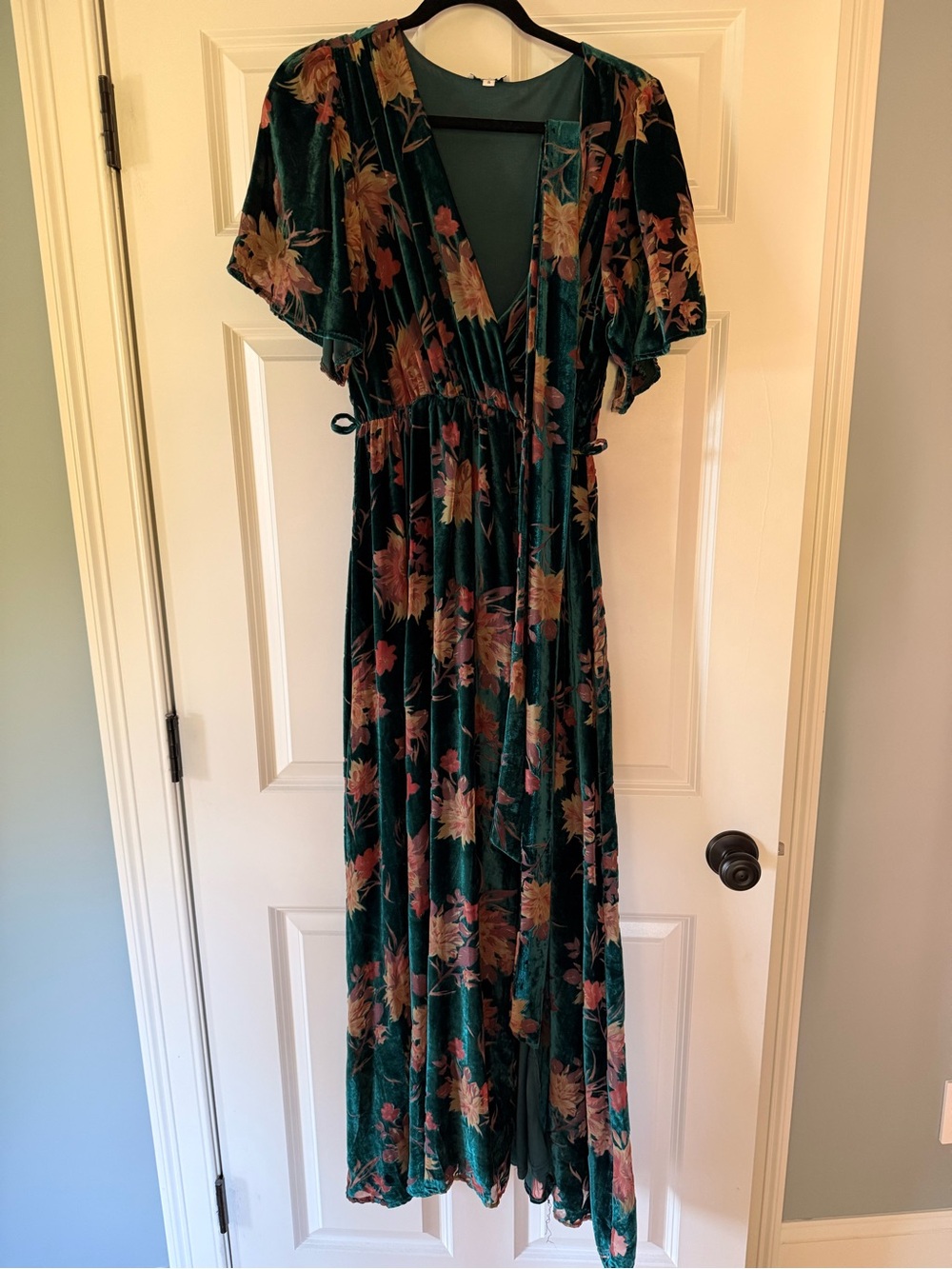 Baltic Born Emerald Green Floral Velvet Maxi Dress